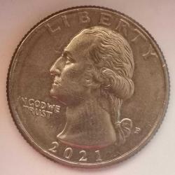 AMERİKA  2021 P  25 CENT ÇEYREK DOLAR  HATIRA George Washington - Delaware'i Geçmek