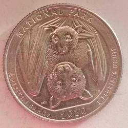 AMERİKA  2020 D     25 CENT ÇEYREK DOLAR  HATIRA  Güzel Amerika Çeyrekleri - Amerikan Samoası Ulusal Parkı