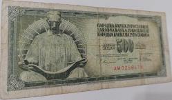 1978 YUGOSLAVYA 500 DINARA ORİJİNAL KAĞIT PARASI AM0258475 SERİ NOLU NADİRDİR