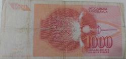 1992 YUGOSLAVYA 1000 DINARA ORİJİNAL KAĞIT PARASI AD9029408 SERİ NOLU NADİRDİR