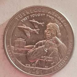 AMERİKA  2021  D     25 CENT ÇEYREK DOLAR     HATIRA  Güzel Amerika Çeyrekleri - Tuskegee Airmen Ulusal Tarihi Bölgesi