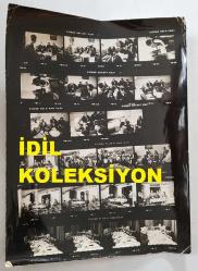 TÜRKİYE CUMHURİYETİ 2. CUMHURBAŞKANI İSMET İNÖNÜ'NÜN ORİJİNAL AJANS BASIN FOTOĞRAFI - 24 x 18 cm EBADINDA - İSMET İNÖNÜ EŞİ MEHVİBE İNÖNÜ ve BÜLENT ECEVİT BİR TOPLANTI HALİNDEYKEN ÇEKİLMİŞ 23 FARKLI KARE TEK FOTOĞRAFTA. HER BİR KARE 4 x 2,5 cm EBADINDA MİNİ BOYDADIR. MAYIS 1972