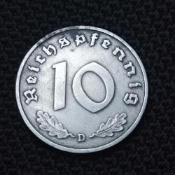 Nazi Almanya 10 Pfennig 1940 D