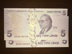 9 EMİSYON 5 TÜRK LİRASI  D 030 100100-100101 ÇİL SERİ TAKİPLİ  TCM 1449