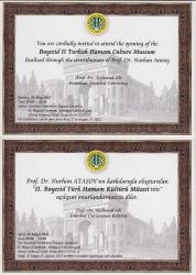 İSTANBUL ÜNİVERSİTESİ II. BAYEZİD TÜRK HAMAM KÜLTÜRÜ MÜZESİ AÇILIŞ DAVETİYESİ 2015.