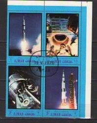 Ajman - Uzay Temalı Damgalı Blok