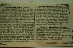 27 Ocak 2006-Orijinal Takvim Yaprağı-Doğum Günü-Söz,Nişan,Nikâh,Düğün ve Önemli Günler Hediyesi-Bizim Anadolu Takvimleri-Ayet-Hadis(Mü'minun:118)(Cihan İmparatorluğu Osmanlı Devletinin Kuruluşu(1299))-Talha,Betül-İcabeti Hak Eden Dualar-Kabul Görmeyen Dualar-Dünyayı Önceleme Hatası