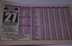 27 Şubat 2006-Orijinal Takvim Yaprağı-Doğum Günü-Söz,Nişan,Nikâh,Düğün ve Önemli Günler Hediyesi-Bizim Anadolu Takvimleri-Ayet-Hadis(Şura:30)(Halife Abdulmecid'in Cuma selamlığına çıkması yasaklandı.(1924))-Ömer-Hafsa-Vermeyince Ma'bud-II