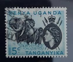 İngiliz sömürgesi Kenya -Uganda-Tanganika-damgalı
