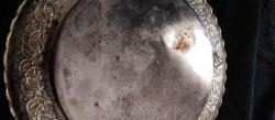 Antika gümüş kaplama duvar tabağı