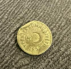 1957 TC 5 kuruş yorgun