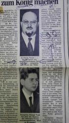 SUDAN ve MISIR'IN ESKİ KRALI PRENS FARUK'UN ALMANCA DERGİDEN KESİLME FOTOĞRAFLI HABER KÜPÜRÜ SAYFASI - 33 x 13 cm EBADINDA - KRAL FARUK ve PRENS FUAD. NACH DEM TOD NASSERS: GEHEMBUND MÖCHTE FARUK SOHN ZUM KÖNİG MACHEN
