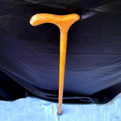 Ahşap El Oyma Mahmuzlu Baston