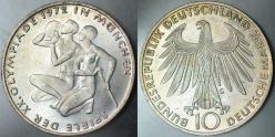 ALMANYA GÜMÜŞ 10 MARK 1972 G. HATIRA-MÜNİH OLİMPİYAT OYUNLARI. 15,5 gr ÇİL(-).