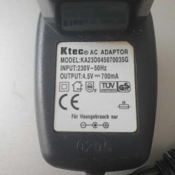 Ktec A Adaptör / Model: KA23D045070035G / 230V-50Hz / 4.5V / 700mA