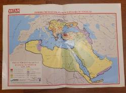 LOT.17 » OSMANLI İMPARATORLUĞU ZİRVE HARİTASI. KUŞE KAĞIDA. ÇERÇEVELİK.