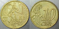 FRANSA 10 EURO CENT 2000 YILI ESKİ TARİHLİ.