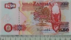 2009 ZAMBİA 50 KWACHA ORİJİNAL KAĞIT PARASI ÇİL B5 034514984 ÇOK NADİRDİR
