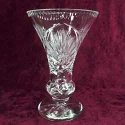 VINTAGE AVRUPA EL KESME KRİSTAL CAM VAZO