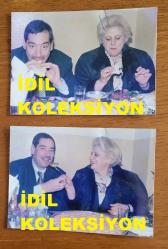 AYDIN MENDERES'İN ORİJİNAL 2'Lİ FOTOĞRAF SETİ - 12 x 9 cm EBADINDA - AYDIN MENDERES, EŞİ ÜMRAN POLAT (MENDERES) İLE BİRLİKTE KEBAP ve BAKLAVA YERKEN ÇEKİLMİŞ 2 FARKLI KARE... ÖZEL ARŞİV!