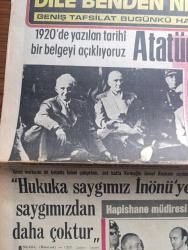 Hürriyet Gazetesi - Turkish Newspaper - 23 Nisan 1972 - 1920'de yazılan tarihi bir belgeyi  açıklıyoruz - Atatürk'ün egemenliğimizi dünyaya duyuran ilk bildirisi - Ulu Önder Atatürk'ün bir gezi sırasında İsmet İnönü ile çekilmiş hiçbir yerde yayınlanmamış fotoğrafı - bugün ulusal egemenlik ve Çocuk Bayramı - genel merkezin alt katında İsmet İnönü çalışırken üst katta Kamil Kırıkoğlu  Genel Başkanı suçladı - hapishane müdiresi Giuliana metresini öldüren mahkumla hücrede basıldı Fotoğrafı - Ayda astronotlar Jeep ile sürat denemesi yaptı - sünnet olan Japon genci Koheri Kıhara Şimdi bir Türk kızı ile evlenme şansım arttı dedi fotoğraf - Tarkan yazan ve çizen Sezgin Burak - gurbetteki sevgili yazan ve çizen Faruk Geç - sigorta sicil kartı numarası 0001 olan Zühtü Tetey ilk sigorta emeklisi olarak 1100 lira alıyor fotoğraf - Jackie Onassis'in kadınlara bir numaralı tavsiyesi Fotoğrafı - Ferhat ile Şirin yazan Metin Soysal Çizen Sedat - bizimkiler çizen Sezgin Burak - Dedektif Nik karikatür