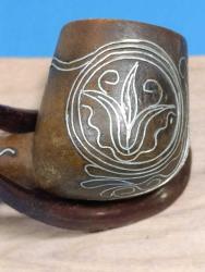 AFYON İŞİ GÜMÜŞ KAKMA DESENLİ ESKİ PİPO