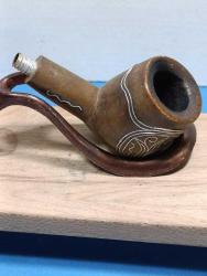 AFYON İŞİ GÜMÜŞ KAKMA DESENLİ ESKİ PİPO