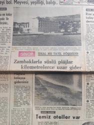 Hürriyet Turizm Gazetesi - Turkish Newspaper - 7 Temmuz 1965 - yeni bir turistik bölge Karadeniz'de serinleyelim harita - Sinop ideal bir tatil köşesidir Fotoğrafı - Rize Kış ortasında bile Bahar kaplıcaları meşhur balığı bol ve ucuz fotoğraf - Film Yıldızı Sevda Ferdağ Puro tuvalet sabunu kullanıyor - Türk siyah havyarcılığının merkezi Karasu Fotoğrafı - yemyeşil sırtlar masmavi deniz İnebolu Fotoğrafı - Mersin balığının şişi köftesi ve pilakisi meşhur - Trabzon denince akla balık gelir Fotoğrafı - sualtı avcılığı - Samsun'da bütün sahiller plaj meşhur matosyan plajı Fotoğrafı - Ordu'nun kumbaşı Çaka ve Güzelyalı plajlarında Deniz sığ ve Kumsal Fotoğrafı - Ordu'nun en iyi lokantası turist otel lokantasıdır - yeşillikler ülkesi Giresun Fotoğrafı - Abana bir cennettir Fotoğrafı - Amasra'ya Allah her şeyi vermiş Fotoğrafı - Akçakoca'da Güneş denizden çıkar denizde batar Fotoğrafı - Amasrada sualtı avcılığı yazan Çeler Alabay - ÇBS boya - Kamil Koç Turizm - yeni Londra asfaltında Ömür