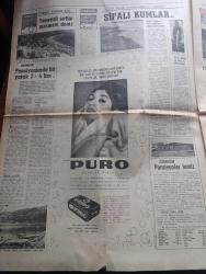 Hürriyet Turizm Gazetesi - Turkish Newspaper - 7 Temmuz 1965 - yeni bir turistik bölge Karadeniz'de serinleyelim harita - Sinop ideal bir tatil köşesidir Fotoğrafı - Rize Kış ortasında bile Bahar kaplıcaları meşhur balığı bol ve ucuz fotoğraf - Film Yıldızı Sevda Ferdağ Puro tuvalet sabunu kullanıyor - Türk siyah havyarcılığının merkezi Karasu Fotoğrafı - yemyeşil sırtlar masmavi deniz İnebolu Fotoğrafı - Mersin balığının şişi köftesi ve pilakisi meşhur - Trabzon denince akla balık gelir Fotoğrafı - sualtı avcılığı - Samsun'da bütün sahiller plaj meşhur matosyan plajı Fotoğrafı - Ordu'nun kumbaşı Çaka ve Güzelyalı plajlarında Deniz sığ ve Kumsal Fotoğrafı - Ordu'nun en iyi lokantası turist otel lokantasıdır - yeşillikler ülkesi Giresun Fotoğrafı - Abana bir cennettir Fotoğrafı - Amasra'ya Allah her şeyi vermiş Fotoğrafı - Akçakoca'da Güneş denizden çıkar denizde batar Fotoğrafı - Amasrada sualtı avcılığı yazan Çeler Alabay - ÇBS boya - Kamil Koç Turizm - yeni Londra asfaltında Ömür