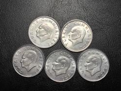 1984-85-86-87-88 YILLARINA AİT  MADENİ 10 TÜRK LİRASI  5 Lİ LOT ÇİL TCM 1244