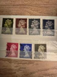 Birleşik Krallık  Machin Definitives (Machin Sürekli Pulları). 1 vertical phosphor bands, damgalı,  PVA (Polivinil Alkol)