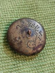 Osmanlı Dönemi Pirinç Osmanlıca Yazılı  Ayyıldızlı Paşa Üniforma Düğmesi.