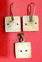 GÜMÜŞ KÜPE VE KOLYE UCU SETİ-ONYX TAŞLI 925 AYAR 19 gr.