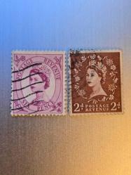 Birleşik Krallık  Queen Elizabeth II - Predecimal Wilding, damgalı,