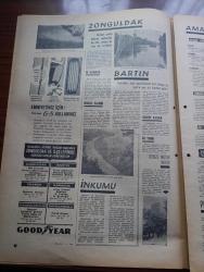 Milliyet Turizm Gazetesi - Turkish Newspaper - 1960'lı Yıllar - Karadeniz I - çeşitli devirlere ait tarihi eserlerin bol bol bulunduğu Konuralp ve üskübü'de su terazileri Fotoğrafı - Good Year - Bolu kaplıcaları - Batı Karadeniz Bölgesi'nin nefis manzaralı plaj şehirlerinden Akçakoca Fotoğrafı - Abant'a nasıl gidilir Fotoğrafı - İki tarafı ağaçlarla süslü Bartın çayından bir fotoğraf - Tabii plajlara sahip Filyos'a ancak trenle gidilir - İnkumu ince kumlu nefis bir tabii plajdır Fotoğrafı - plaj köyü çakraz - Amasra'da nerede nasıl kalınır - Fatih Sultan Mehmet Amasra'ya bakınca çeşmi cihan bu mu ola demiştir Fotoğrafı - Karadeniz Turizm haritası - Tabii güzellikleri ve tarihi değerleri bakımından zengin olan Kastamonu bir akarsular kentidir Fotoğrafı - son yıllarda şimdiye kadar pek ele alınmamış Turizm konusunda büyük hamle yapan İnebolu Fotoğrafı - Deniz Güneş şehri abana'da sahil 4 5 kilometre uzar - alacahöyük tarihi eserlerle dolu bir Turizm merkezidir Fotoğrafı - Sinop Ayancık