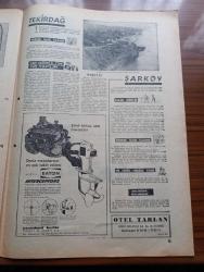 Milliyet Turizm Gazetesi - Turkish Newspaper - 1960'lı Yıllar - Marmara I - Kaz Dağı avcılar için sürprizlerle dolu - Truva - amatör balıkçıların dünyası Marmara yazan Sıtkı Üner - Marmara'da 250 tür balık var - Marmara adalarının genel haritası - Ayvalık - Paşalimanı Adası - Yaz aylarının Cennet köşelerinden biri olan Erdek'in genel görünüşü - denizciler için en güvenilir Liman olan Bandırma Fotoğrafı - Gönen'in şifalı kaplıcalarından biri fotoğraf - kuş cenneti fotoğraf - Burhaniye ve Ören Fotoğrafı - bölgenin turizm bakımından en dikkate değer yeri olan Akçay Fotoğrafı - Marmara Turizm haritası - Çanakkale'nin en dinlendirici sahillerinden bir köşede Gelibolu'dur Fotoğrafı - İmroz Adası Fotoğrafı - Bozcaada - Tekirdağ'da nerede nasıl kalınır - Tekirdağ 15 kilometredeki Kumbağ köyünün genel görünüşü - Şarköy'de ne yenir nerede yenir - Edirne'de yazısı ile ün salan cami Yeni Cami fotoğraf - Söğütlük  kampı Fotoğrafı - Muradiye camii - Mimar Sinan ve Selimiye - Edirne sarayı