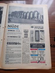 Milliyet Turizm Gazetesi - Turkish Newspaper - 1960'lı Yıllar - İç Anadolu I - Ankara'da kalınacak oteller - Anıtkabir fotoğraf - Ankara'da hava durumu Ali Esin - Harem pavyon - Göl gazinosu - Gençlik parkı Fotoğrafı - Gordiyum Fotoğrafı - porsuk çayı Eskişehir'in ortasından geçer Fotoğrafı - Seyit Battal Gazi külliyesi - Kurşunlu camii - Konya Selimiye camii ve Mevlana türbesi Fotoğrafı - Nasrettin Hoca Akşehir'de her yıl bir şenlikle anılmaktadır Fotoğrafı - Yunus Emre diyarı - İç Anadolu Turizm haritası - Peri Bacaları - Hz Ali'nin resmi ve ünlü kılıcı Zülfikar Fotoğrafı - Niğde kemerhisar ilçesine adını veren Hisarlar Fotoğrafı - Çiftehan kaplıcaları - hüdavend hatun türbesi - Karamanoğlu eserleri - Göremedeki rahibeler manastırı fotoğraf - tokatlı kilisesi - Kayseri döner Kümbet - Alaaddin Keykubat tarafından yaptırılan Sultan hanı Fotoğrafı - Sivas çifte minare Fotoğrafı - İç Anadolu'da keklikten ayıya kadar her hayvan var - avcılık - Dutluk içmeleri - Sivas'ta ne görülür