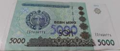 2013 ÖZBEKİSTAN 5000 SOM ORİJİNAL KAĞIT PARASI EG7656771 SERİ NOLU NADİRDİR