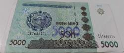 2013 ÖZBEKİSTAN 5000 SOM ORİJİNAL KAĞIT PARASI EG7656771 SERİ NOLU ÇOK NADİRDİR