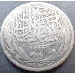 Mısır 2 piastre, 1335 (1917) Darphane işareti H 2.8 Gr. Gümüş Nadirlik B