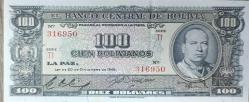 Bolivia, 100 Bolivianos 1945