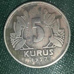 TÜRKİYE  1937   5  KURUŞ