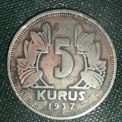 TÜRKİYE  1937   5  KURUŞ