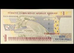 8.EMİSYON 1 YTL SERİ A49 666606 (GÜZEL NUMARA) - ÇİL