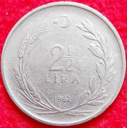 2½ LİRA, 1962 ÇÇT+ (Ters)
