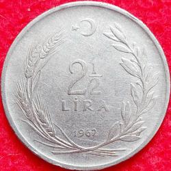 2½ LİRA, 1962 ÇÇT+ (Ters)