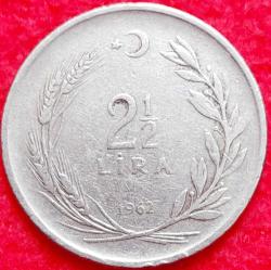 2½ LİRA, 1962 ÇÇT+ (Ters)
