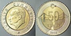 TÜRKİYE CUMHURİYETİ 50 KURUŞ 2020 ÇİL.