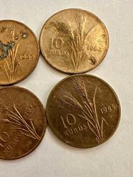 1958-1963-64-66-1970-74 TC 10 Kuruş 6 adet karışık madeni paralar ÇÇT/ÇT/T