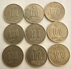 LOT.6 » 2002-2003-2004 TC 100 Bin Lira 9 adet madeni paralar ÇÇT/ÇT